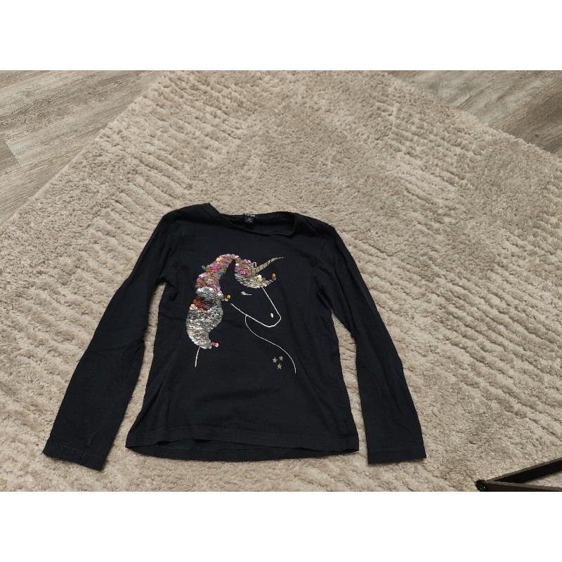 Tee shirt manches longues marine Kiabi licorne  TAILLE 6